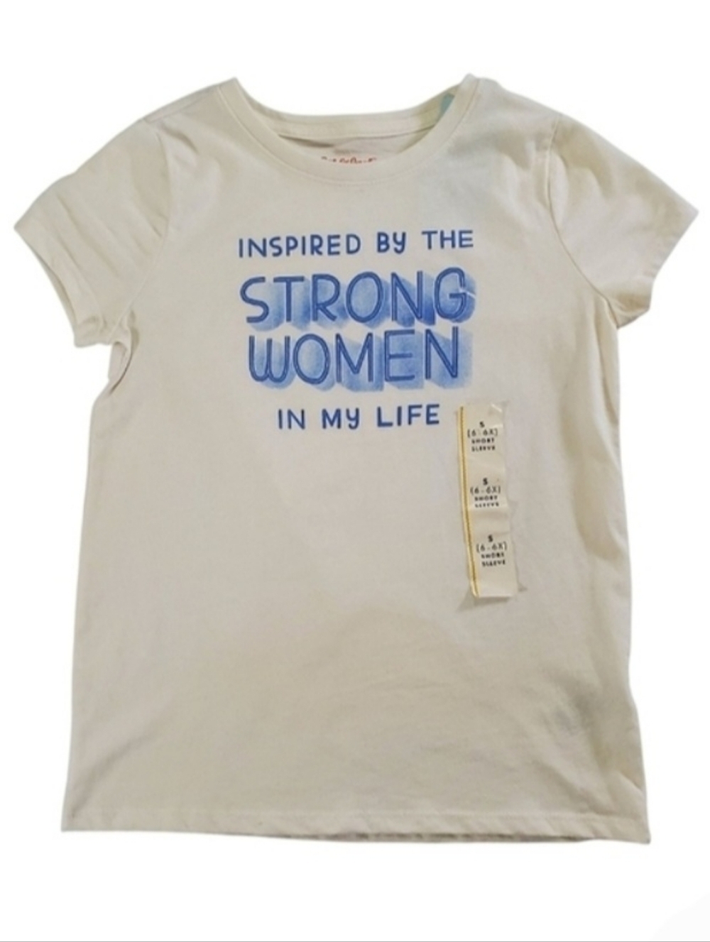 K1175 * Cat & Jack Inspired By Strong Women Graphic Tee Off White Size S NWT